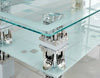 White Modern Rectangle Glass/Chrome For Living Room Coffee Table & Lower Shelf