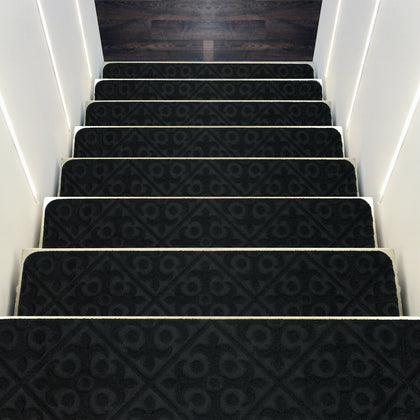 15 Pcs Slip Resistant Embossed Stair Mats Stair Treads Non-Slip Stairway Carpets