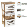 Bedside Table Unit Cabinet Wicker Basket 2/3 Drawer Nightstand Storage Bathroom