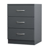 Grey Bedside Table Storage Cabinet 3 Drawers Chest Furniture Metal handles