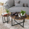 2x Round Industrial Coffee Table Nesting Tea Side Sofa Table with Metal Stand