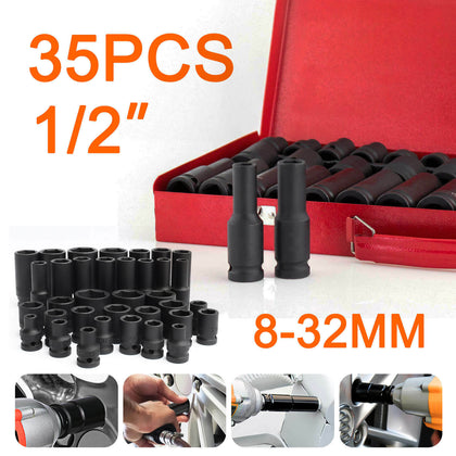 35Pcs Deep Impact Sockets 1/2