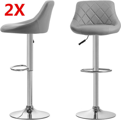 SET OF 2 GREY GAS LIFT SWIVEL BAR STOOLS, BREAKFAST KITCHEN BAR ETC BARSTOOLS