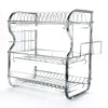 3 Tier Chrome Coated Dish Drainer Holder Sink Rack Drip Tray Plates Cutlery Cups