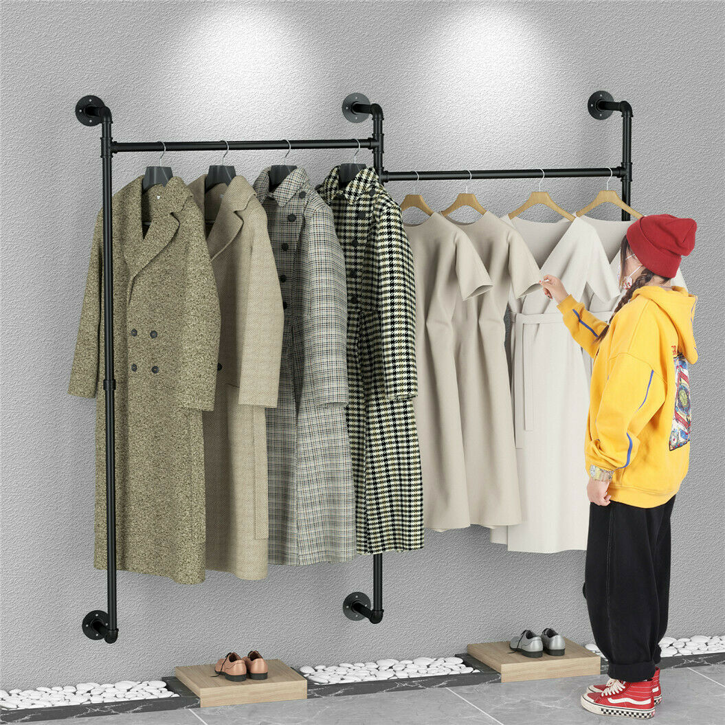 Garment Rails Retail Extra Large Industrial Clothes Rail Wall Mounted 81 inch Long Home Ret ...