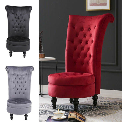 Velvet Dressing Table Stool Chair Storage Accent Throne Fireside Chair High Back