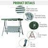 Outdoor 3-person Metal Porch Swing Chair Bench Canopy Green