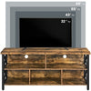 TV Unit, TV Stand Cabinet, Retro TV Console Table with Open Storage Compartments
