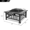 Outdoor Fire Pit BBQ Firepit Brazier Garden Square Table Stove Patio Heater 81cm