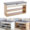 Wooden Ottoman Shoes Storage Rack Bench Padded Grey Seat Cabinet Cupboard Stand