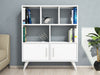 Corner White 5 Shelves Bookcase Shelving Display Storage Unit 2 Doors Organizer