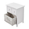 Bedside Table Unit Cabinet Wicker Basket Nightstand 3 Drawer Storage Bathroom