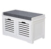 2-Door Shoe Storage Bench Cushion Seat Slatted Doors Elevated Base White