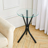 Round Glass Top Side Table Corner Coffee Table Lamp Stand Modern Home Furniture