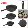 3PCS Cast Iron Non Stick Frying Pan Pre Seasoned BBQ Griddle Skillet Grill Set