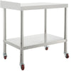 Stainless Steel Work Prep Table Kitchen Work Table 24x15in w/ 4 Casters