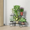 Portable Black Metal Plant Stand 3-Tier 6 Pots Flower Shelf Garden Backyard Deco