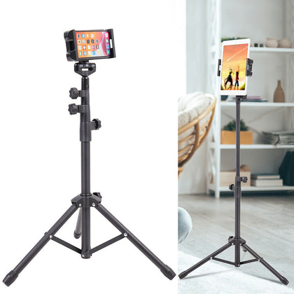 Adjustable Floor Tripod Stand Mount Tablet Holder 4 Section Poles For Ipad 12.9