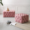 Chesterfield Square Cofee Table Button Velvet Pouffe Footstool Living Room Seat