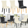 2pcs PU Leather Padded Dining Chairs Retro Button Back Home Kitchen Dinner Seat