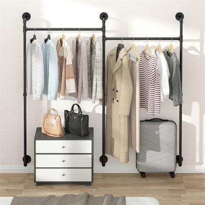 Industrial Pipe Clothes Rack Loft Design Accessible Wardrobe Tubes Clothes Rail