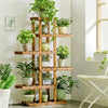 XL Carbonized Wood Plant Stand 6 Tier Vertical Shelf Flower Display Rack Holder