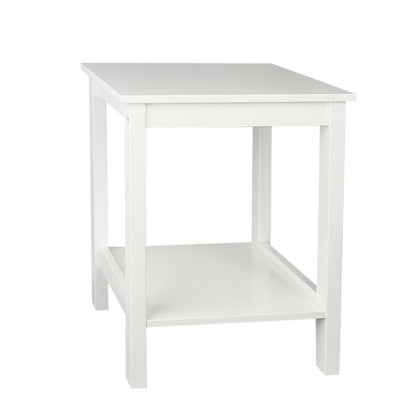 Bedside MDF Table Shelf Cabinet with Bottom Shelf Storage Unit, White