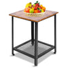 Industrial Side Table Sofa End Storage Shelf Metal Frame Coffee Table Nightstand