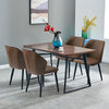2X Retro Brown/ Grey Dining Chairs Faux Leather Kitchen Dining Room Metal Leg