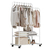 Metal Clothes Double Rail Rolling Garment Heavy Duty Hanging Rack Shelf Display