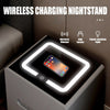 LED Bedside Table Storage Cabinet 3 Drawers Wireless Charging Nightstand Bedroom