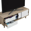 Alford Scandinavian Style TV Unit Stand 120cm Media Cabinet + Drawers Oak White