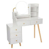 Modern Dressing Table Vanity Set Makeup Desk w/ Mirror & 5 Drawers 4 Shelves