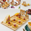 Large Natural Bamboo Cheese Board Set includes 4 Cheese Knives Cutting & Serving