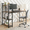 Vintage Rustic Computer Desk with 4 Tier Bookshelf Storage Unit Study Work Table