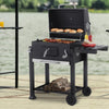 Outdoor Charcoal Grill BBQ Trolley Mobile Barbecue Cooker Smoker w/ Shelf Wheels