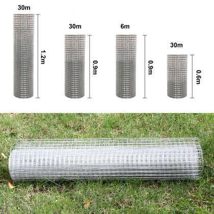 Welded Fence Wire Mesh Aviary Chicken Rabbit Cage Garden Galvanised 6m,30m