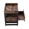 Industrial Bedside Cabinet Side Tray Table 1 Sliding Drawer 2 Tiers Shelf Stand