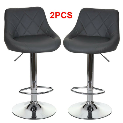 2X Bar Stools Leather Swivel Gas Lift Rest Chair Home Kitchen Pub Breakfast Seat