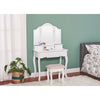 Wooden Dressing Table w/4 Mirror Stool Vanity Makeup Desk Stool Set White/Black