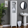 Modern White Tall Floor Cabinet Shelving Unit Narrow Bathroom Hallway Storage