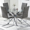 Clear Glass Dining Table and 4 Chairs Set PU Leather Cross Leg Kitchen Furniture