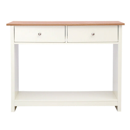 Hallway Console Table 2 Drawer Makeup Vanity Table with Shelf Storage Sideboard