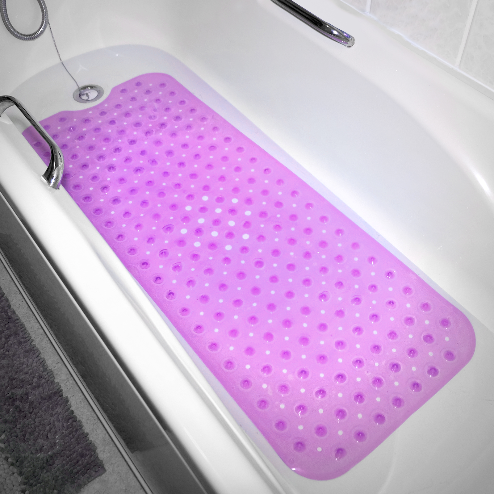 Bath Tub And Shower Mat, Non-slip Bathtub Mats, With Drain Holes And  Suction Cups, Machine Washable Tpe Bath Mat For Bathroom, - Temu