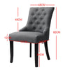 Dining Chair Set of 2/4 Kitchen Linen Upholstered Chairs Button Back Wood Legs