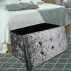 2 Seat Large Crushed Velvet Foldable Ottoman Storage Box Double Bed Foot Stool