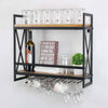 Metal&Wood Wine Bottle Holder and Glasses Storage Rack | Wall Mounted Organiser