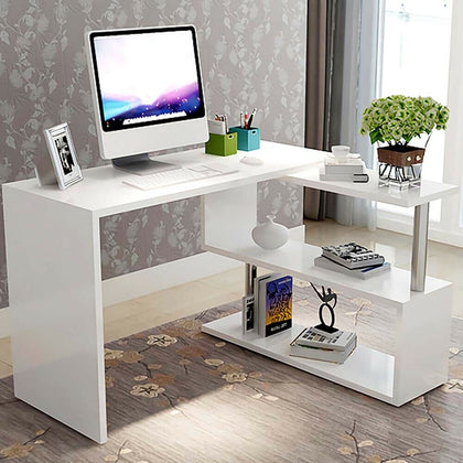 Corner L-Shape Computer Desk PC Laptop Table with Shelf Home Office Workstation