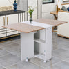 Compact Folding Dining Table Mobile Drop Leaf Table Desk with Drawer Shelves