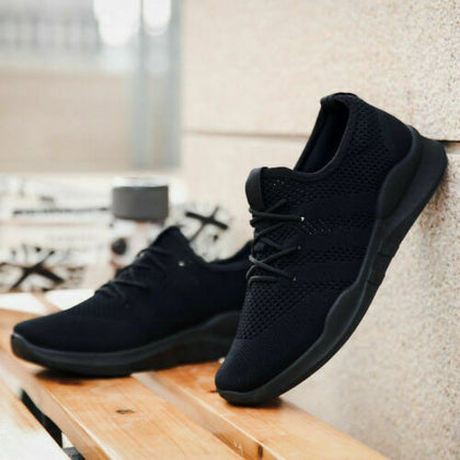 Mens Women Lace Up Trainers Sports Shoes Memory Foam Running Gym Casual Sneakers